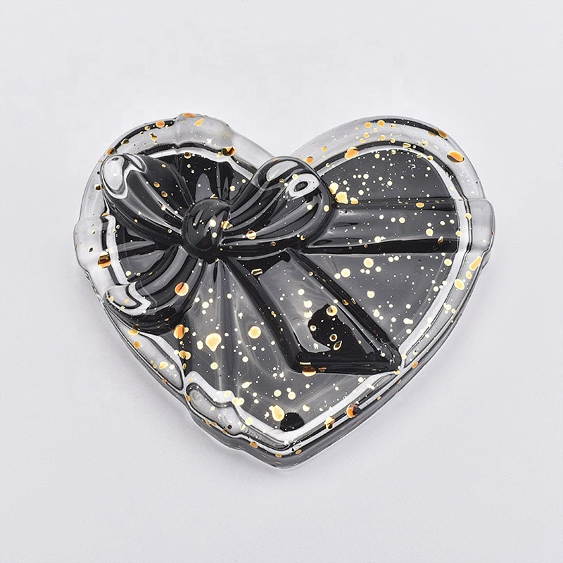 140ML Nice Heart Shape Glass Candle Jar with Lid Black
