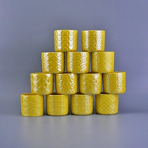 Cylinder decorative glaze ceramic candle jars in bulk
