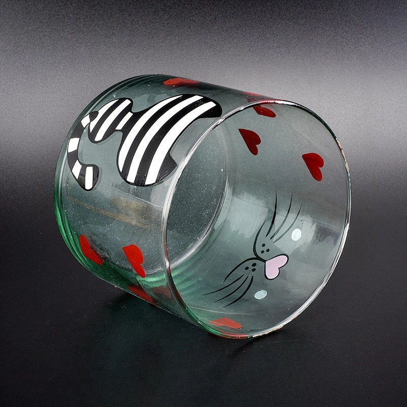 Wholesales cat glass candle jars heart home decoration