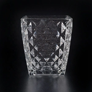 Square Glass Candle tumbler pressed candle jar home Decor