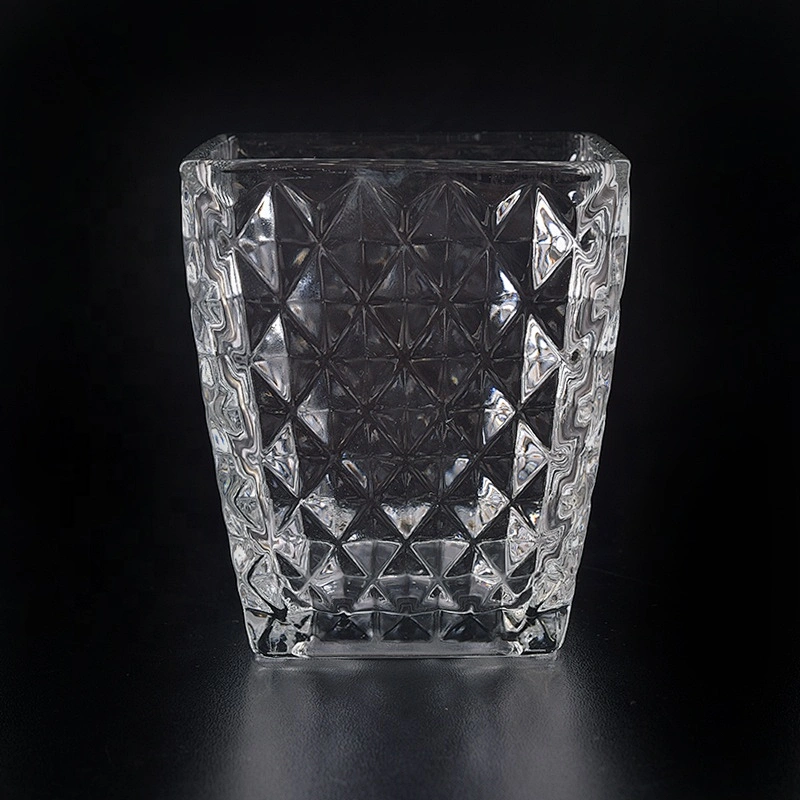 Square Glass Candle tumbler pressed candle jar home Decor