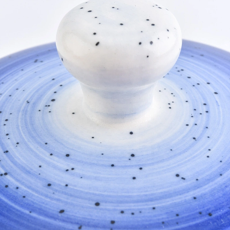 Sunny Custom decorative blue ceramic candle holder with lid