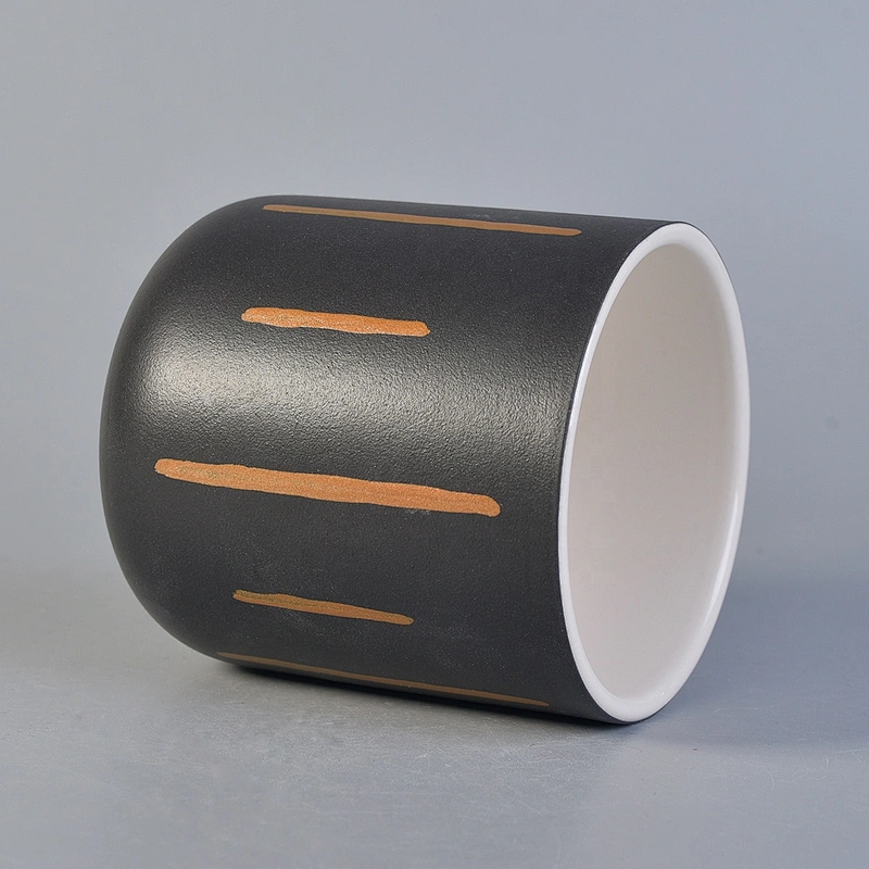 8oz 11oz 14oz Sunny custom black frosted ceramic candle holders