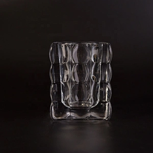 Clear square candle jar glass candle cups wholesales