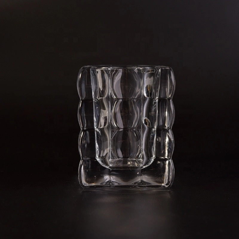 Clear square candle jar glass candle cups wholesales