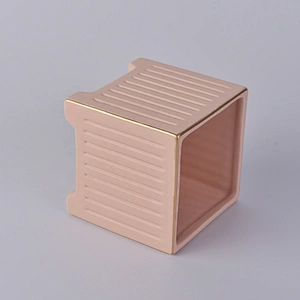 Sunny custom empty decorative pink square ceramic candle containers
