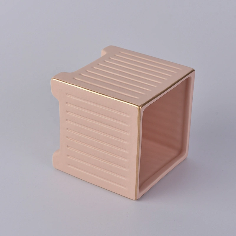 Sunny custom empty decorative pink square ceramic candle containers