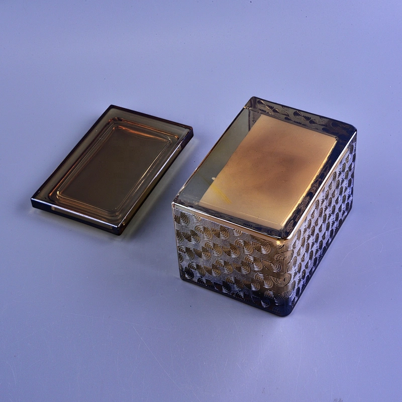 Sunny luxury empty crystal scented square glass candle jar with lids