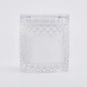 9oz White Glass Candle Vessels with Glass Lids Home Decor Wholesales