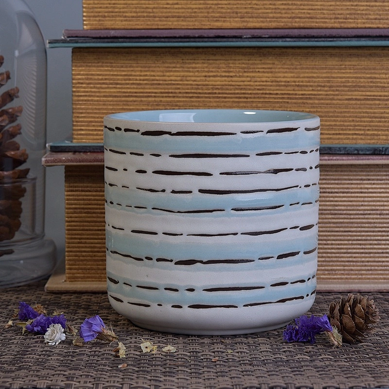 Empty hand painting ceramic candle containers votive candle holders home decoration factory
