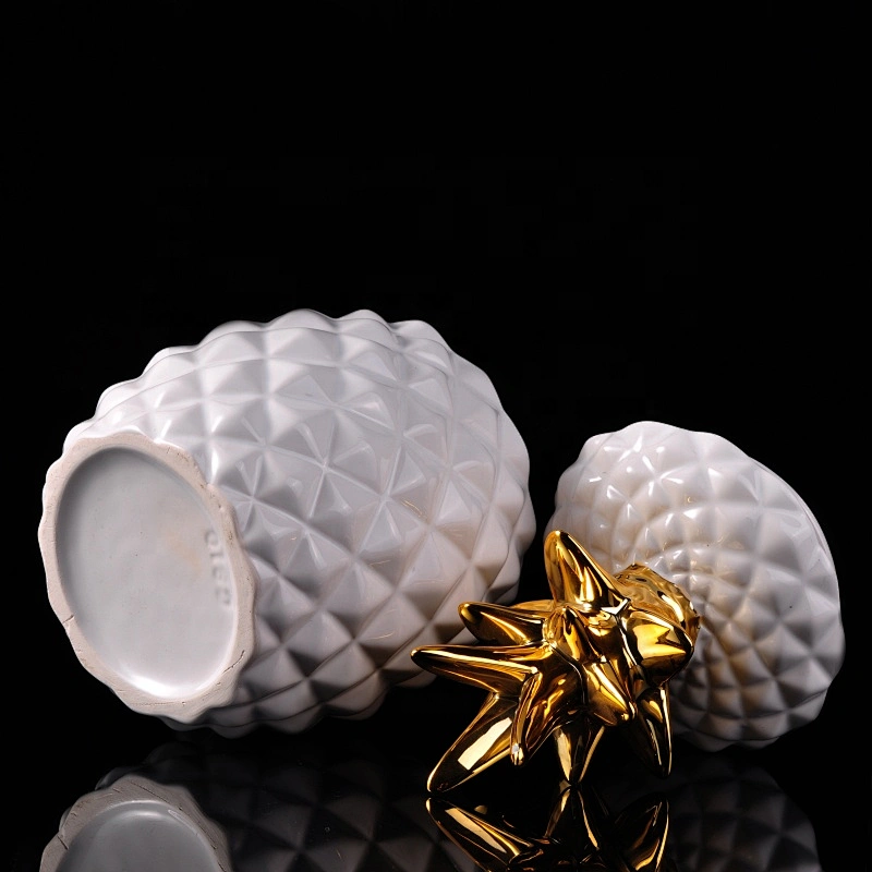 Large White Pineapple Ceramic Candle Jars Home Decoration Pieces