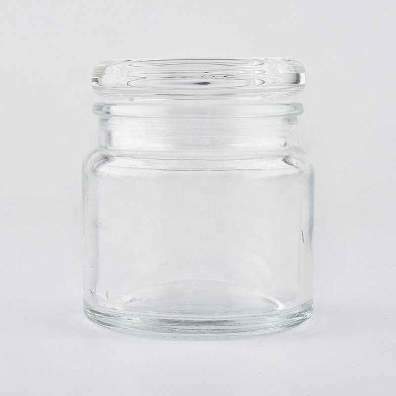 Clear crystal glass candle container with lid