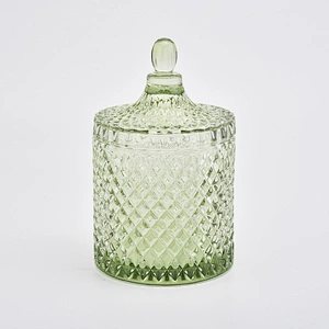 Luxury customized candle jar home decorative glass candle holder with lid