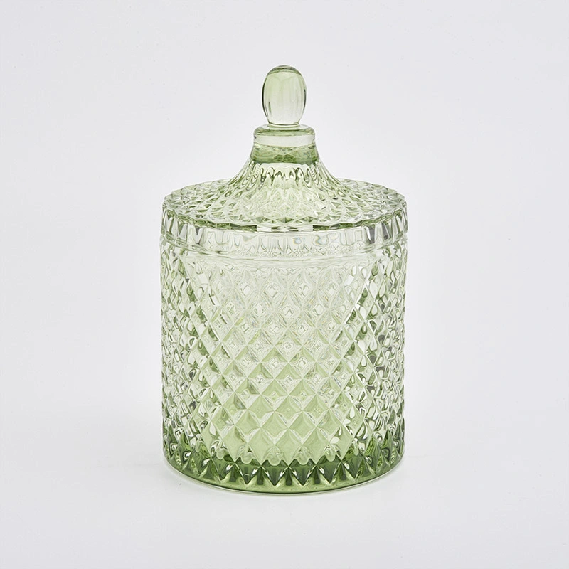 Luxury customized candle jar home decorative glass candle holder with lid