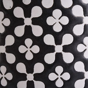 black round ceramic candle vessel with decorative pattern, cylinder ceramic candle holders