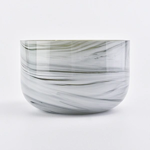 Marble candle jar unique glass candle container 560ml