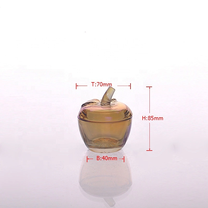 Apple tealight custom glass candle holder with lid