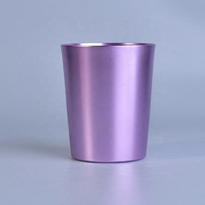 Cylinder Plating Purple Candle Jars Metal Container for Home Decoration use