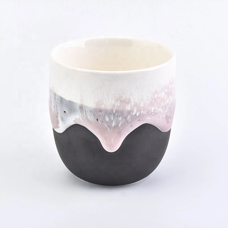 Custom handmade matte ceramic candle jars scented candle tin holder with metal lid home decor