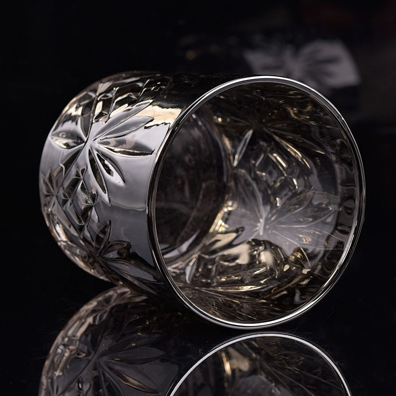Luxury embossed candle jar glass tealight candle holder wholesales