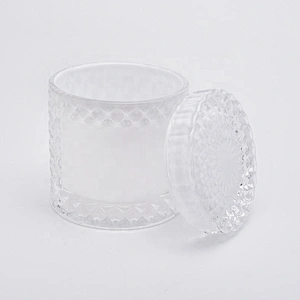 9oz White Glass Candle Vessels with Glass Lids Home Decor Wholesales