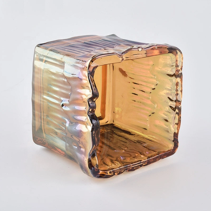 11oz handmade square amber glass candle holders