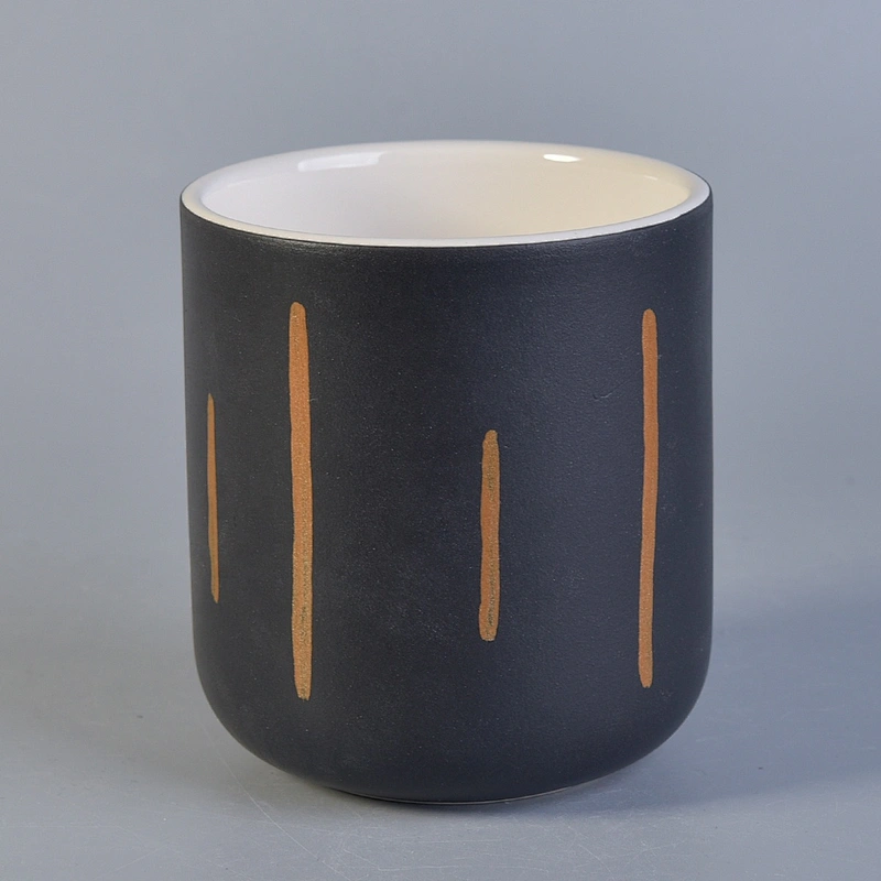8oz 11oz 14oz Sunny custom black frosted ceramic candle holders