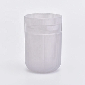 Cylinder customized striped glass candle holder home decoration