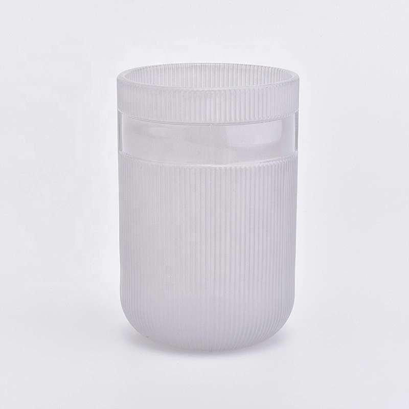 Cylinder customized striped glass candle holder home decoration
