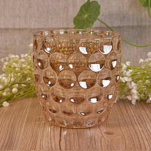 Beaten glass candle holder light brown home decoration wholesale