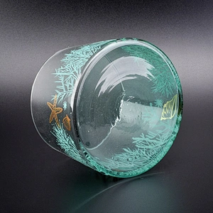 Transparent seaweed pattern candle vessel tea light glass candle jar wedding centerpieces in bulk