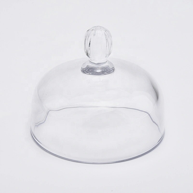 luxury clear crystal glass candle holder doom with glass lid