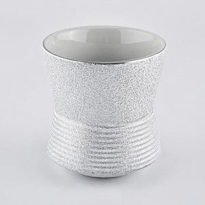 8oz Silver painted Ceramic Candle jars Wholesale