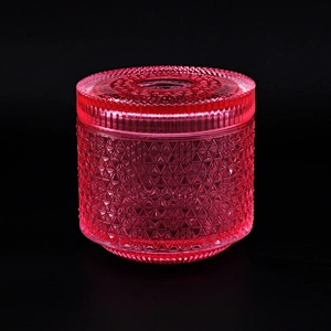 10oz 20oz Home decoration crystal luxury glass candle holder with lid