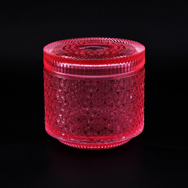 10oz 20oz Home decoration crystal luxury glass candle holder with lid