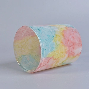 Wholesales custom iridescent ceramic candle jar holders 10oz