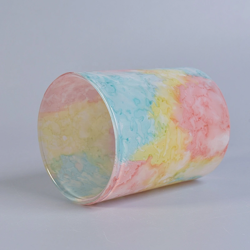 Wholesales custom iridescent ceramic candle jar holders 10oz