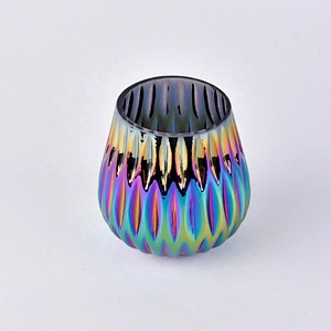 Empty gradient electroplating candle container votive glass candle holder home decor supplier