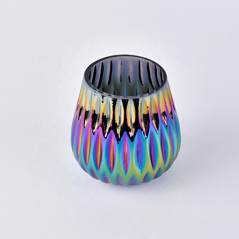 Empty gradient electroplating candle container votive glass candle holder home decor supplier