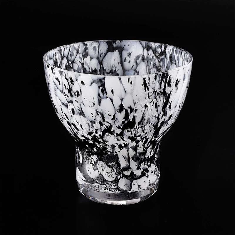 decorative glass vessel with base , 8 oz glass candle jar hand made