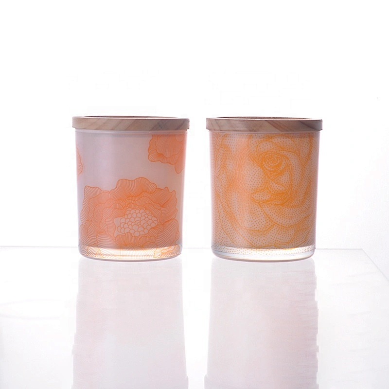 Sunny hot sales empty decorative glass candle holder with wood lid