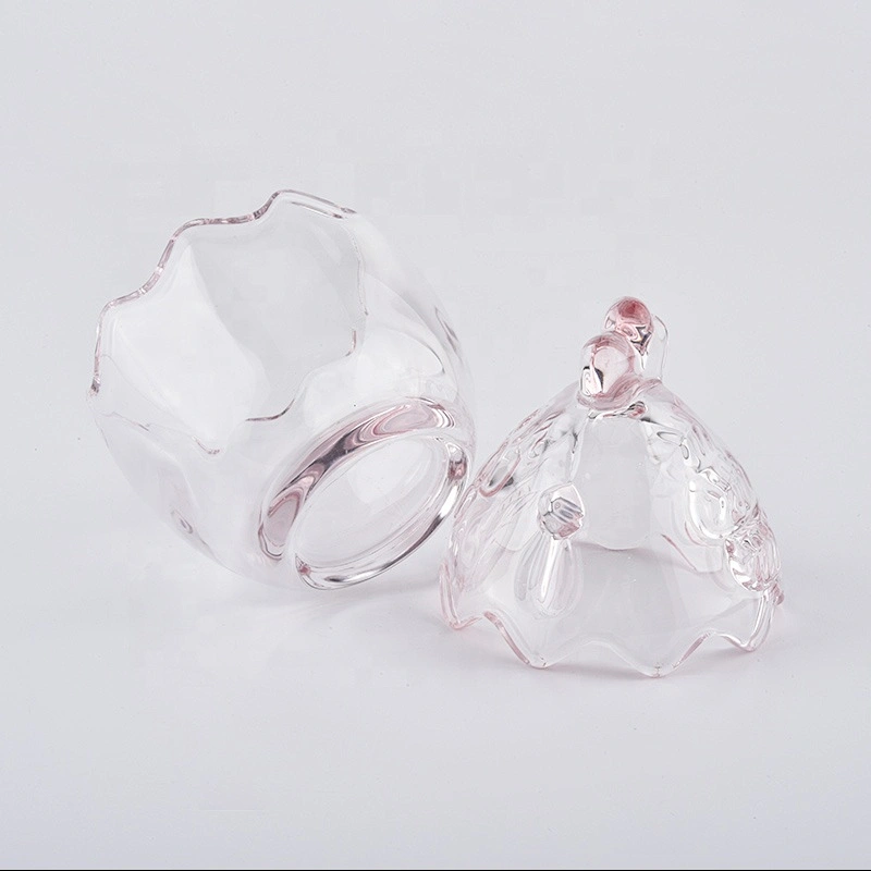 egg design pink colored glass candle jars