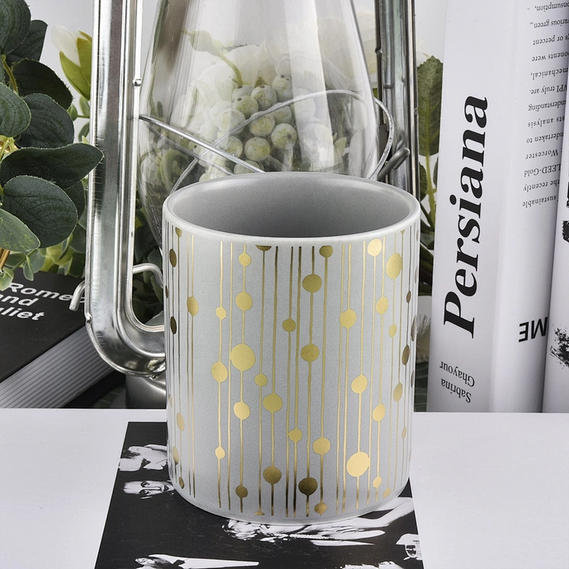 Wholesales unique custom grey porcelain ceramic candle vessel jar