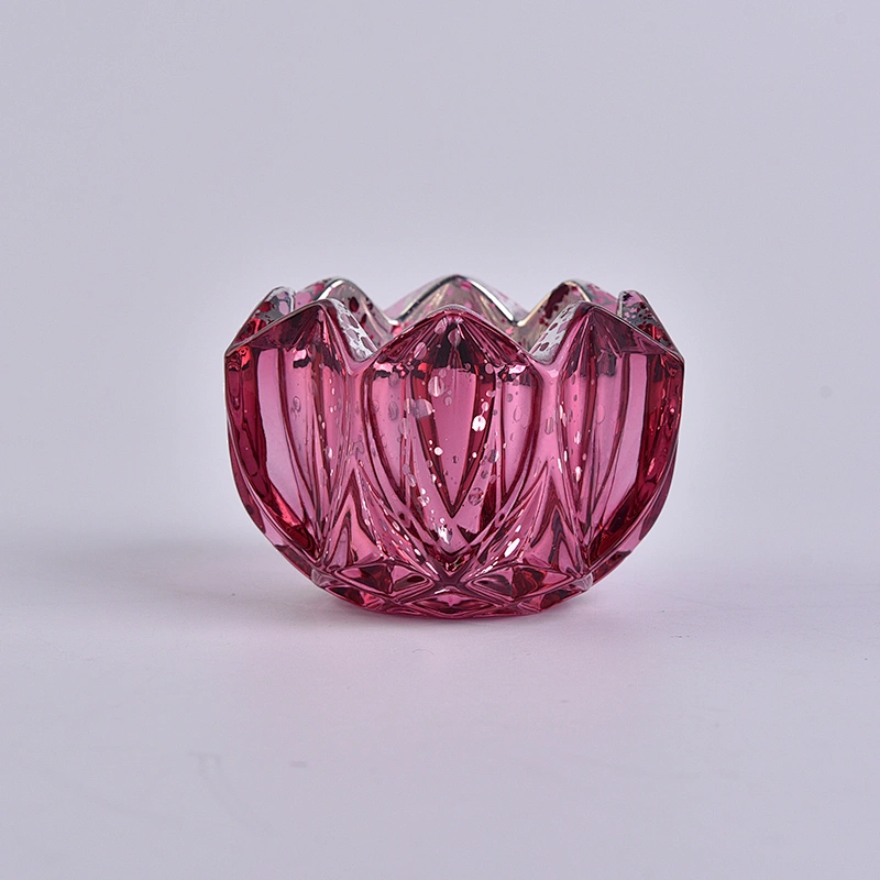 Unique glass candle hoder flower shaped luxury glass candle vessel red color