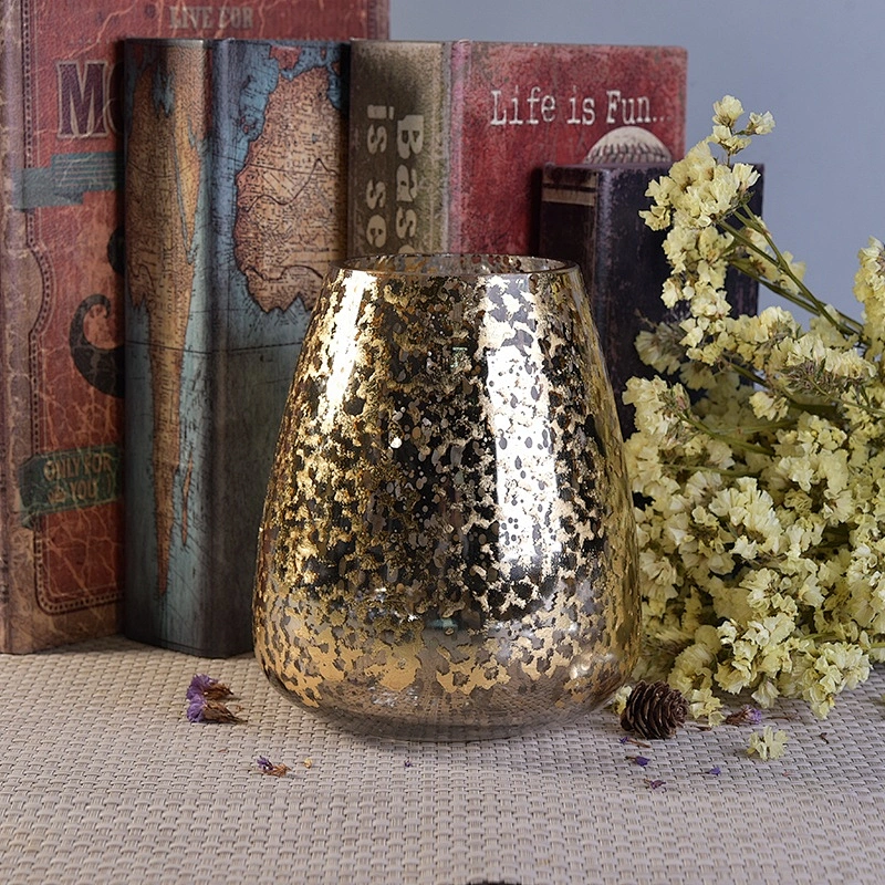 Customized Electroplating iridescent jars for candle scented glass candles vessel home decoration
