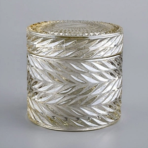New Arrival GEO Cutting Glass Candle Jar With Lids