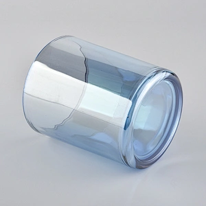 transparent blue glass candle vessel, 12 oz cylinder glass candle jar