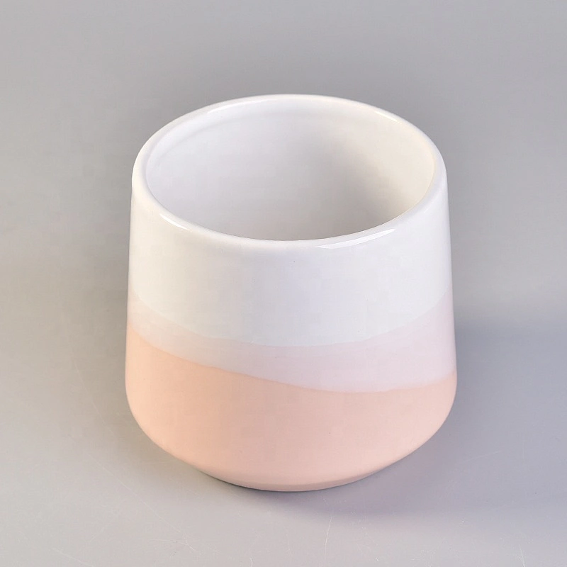 Sunny custom made scented pink square ceramic candle containers with wooden lid