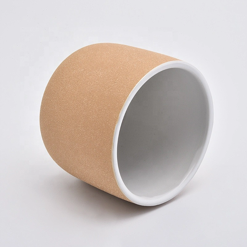wholesale frosting effect candle jar ceramic candle holders for home decoration