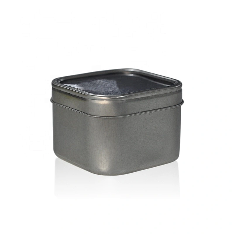 Square silver Metal Candle tins jar candle with metal lid